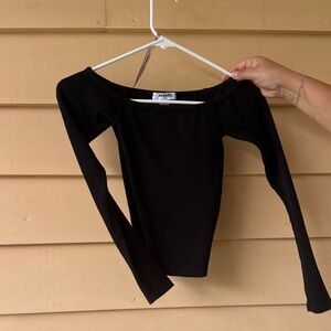 RSQ Black Ribbed Crop Top